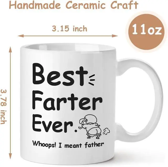 Alt view image 6 of 7 - Funny Fathers Day Gift Coffee Mug for Dad, 12oz Novel Tea Cup With Hilarious Pattern for Birthday, White