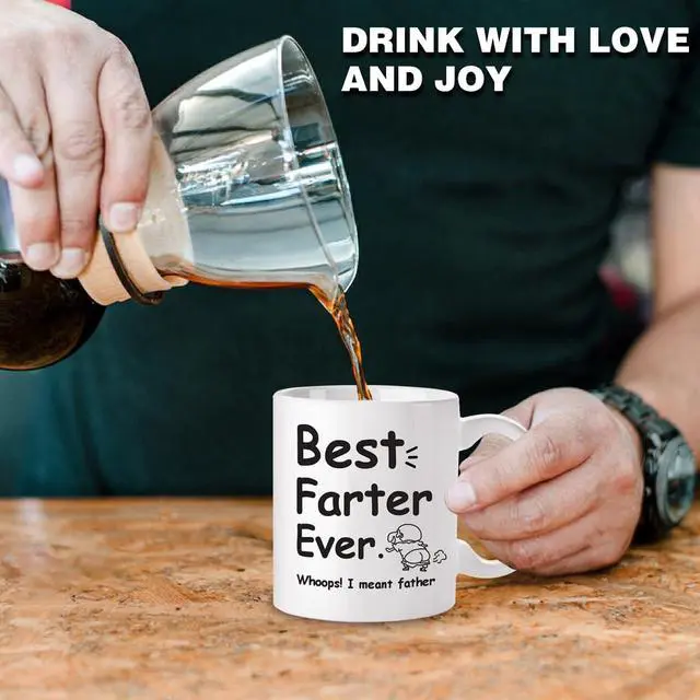 Alt view image 5 of 7 - Funny Fathers Day Gift Coffee Mug for Dad, 12oz Novel Tea Cup With Hilarious Pattern for Birthday, White