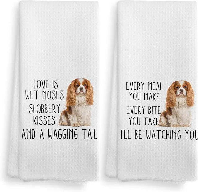 Main image of Cavalier King Charles Spaniel Towel, Dog Kitchen Towels, Cavalier King Charles Spaniel Dog Kitchen Towels and Dishcloths Set of 2, Cavalier King Charles Spaniel Gifts, Dog Decor, 16×24 Inches