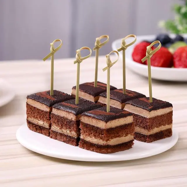 Alt view image 5 of 7 - 100 PCS Cocktail Picks, Fancy Toothpicks for Appetizers, Mini Food Sticks | Natural Bamboo Knot Skewers, 4.7 Inch Tooth Picks for Drinks Fruit Charcuterie, Cocktail Garnish Accessories, Party Supplies