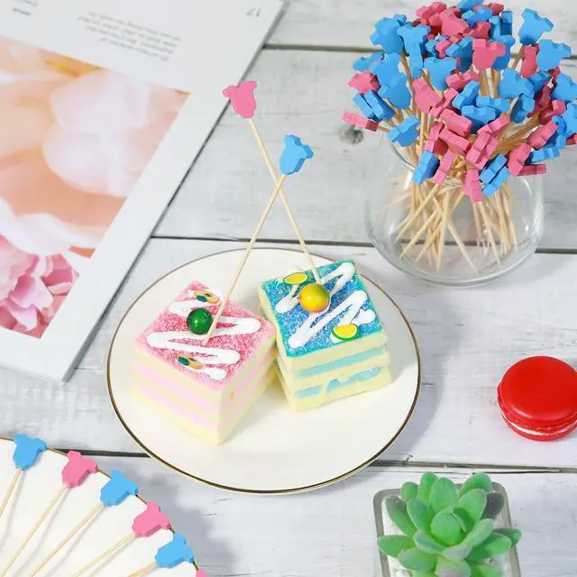 Alt view image 4 of 7 - 100Pcs Baby Gender Reveal Cocktail Picks Boy or Girl Theme Decor Toothpicks Fruit Sticks Skewers for Appetizer Food Sandwich Charcuterie Board Accessories, Baby Shower Decorations Party Supplies