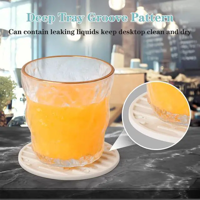 Alt view image 2 of 5 - Silicone Coasters for Drinks, Thickened Coasters Cup Mat, Heat Resistant 600 Non-Slip Coaster for Coffee Table, Kitchen, Bar