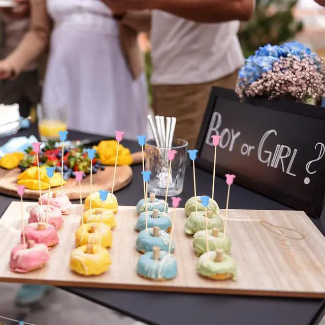 Alt view image 7 of 7 - 100Pcs Baby Gender Reveal Cocktail Picks Boy or Girl Theme Decor Toothpicks Fruit Sticks Skewers for Appetizer Food Sandwich Charcuterie Board Accessories, Baby Shower Decorations Party Supplies