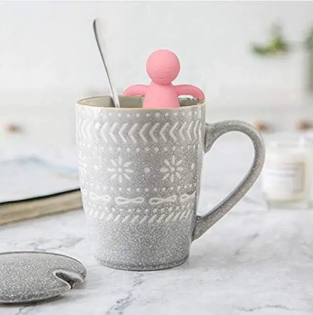 Alt view image 2 of 6 - Leden Loose Leaf Tea Infuser Tea Steeper for Girl Kid Extra Fine Mesh Pink | Stainless Steel Fun Person-shaped Design Tea Strainer Filter with Silicone Handle for Loose Tea Ball for Cup Mug