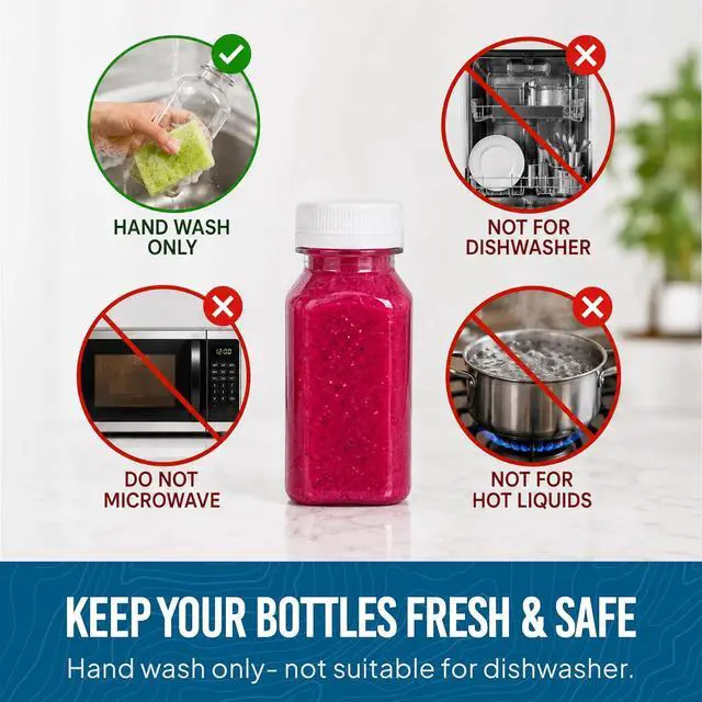 Alt view image 2 of 7 - Norcalway 4 Oz Small Plastic Bottles with Black Caps for Liquids - Ginger Shot Lids, Wellness Juice Freezer Safe, Leak Proof, Food Grade 4 Oz 6 Pack, white