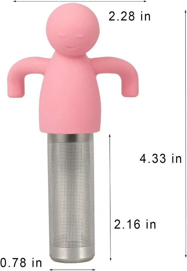Alt view image 5 of 6 - Leden Loose Leaf Tea Infuser Tea Steeper for Girl Kid Extra Fine Mesh Pink | Stainless Steel Fun Person-shaped Design Tea Strainer Filter with Silicone Handle for Loose Tea Ball for Cup Mug