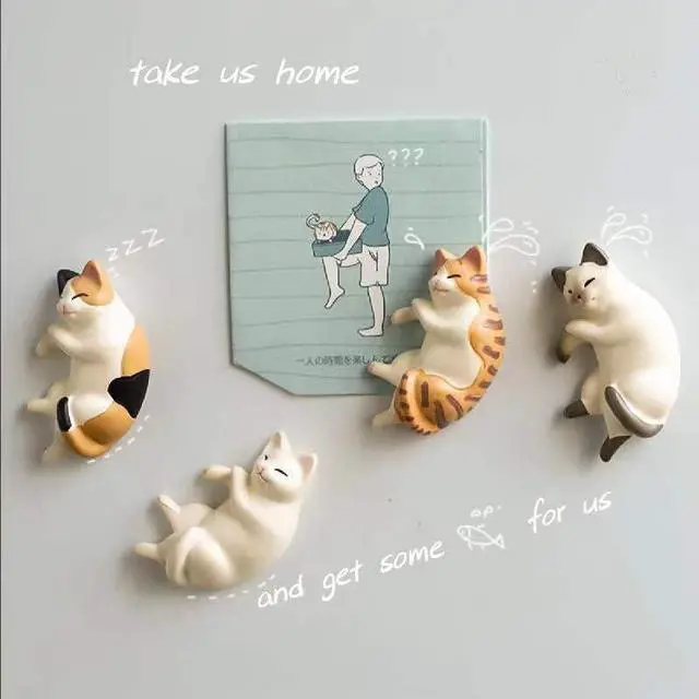 Alt view image 2 of 7 - Cat Refrigerator Magnets, 6 Lying Cat Fridge Magnets Cute, Mini Kawaii Decorative Magnet for Home Kitchen with Strong Magnetic, Funny/Novelty Chubby Kitten Refrigerator Magnets