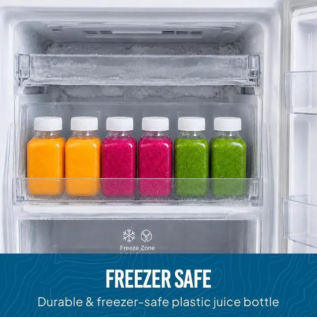 Alt view image 4 of 7 - Norcalway 4 Oz Small Plastic Bottles with Black Caps for Liquids - Ginger Shot Lids, Wellness Juice Freezer Safe, Leak Proof, Food Grade 4 Oz 6 Pack, white