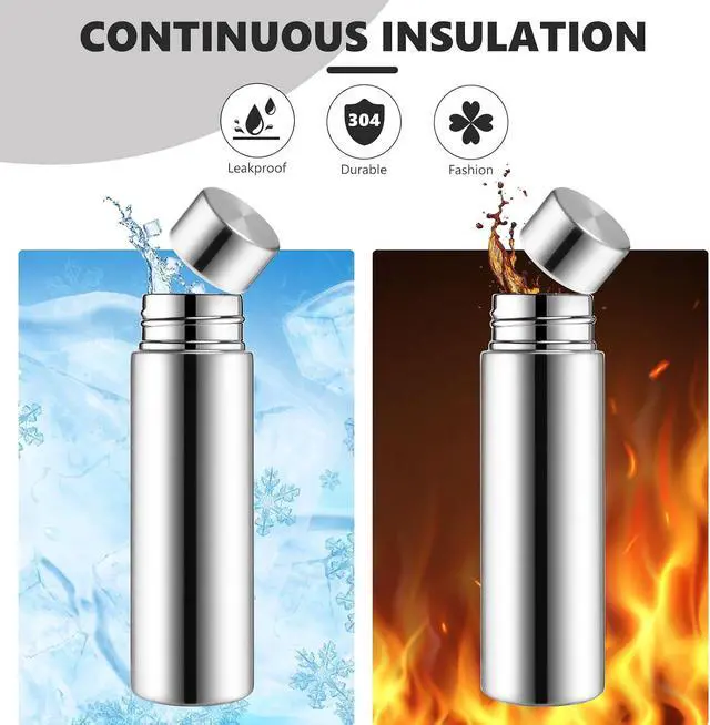 Alt view image 4 of 6 - Vesici 1 Pack 4.4oz Mini Insulated Water Bottle, Silver | Stainless Steel Small Water Bottle for Purse, Leakproof Pocket Size Reusable Flask for Kids Lunch Box, Coffee Travel & Gym