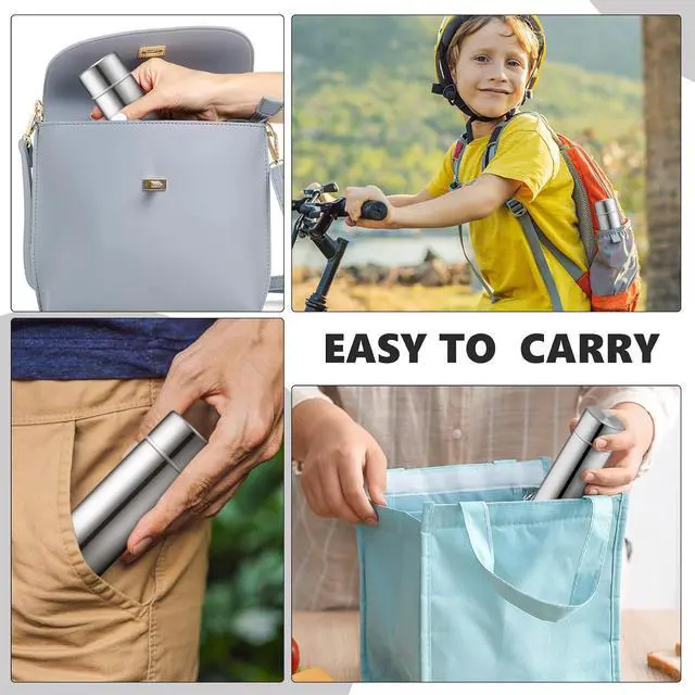 Alt view image 5 of 6 - Vesici 1 Pack 4.4oz Mini Insulated Water Bottle, Silver | Stainless Steel Small Water Bottle for Purse, Leakproof Pocket Size Reusable Flask for Kids Lunch Box, Coffee Travel & Gym