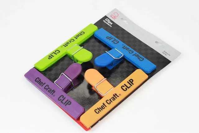 Alt view image 5 of 5 - Chef Craft Vibrant Plastic 4 Piece Large Bag Clip Set, 4-Pack, Green/Blue/Orange/Purple