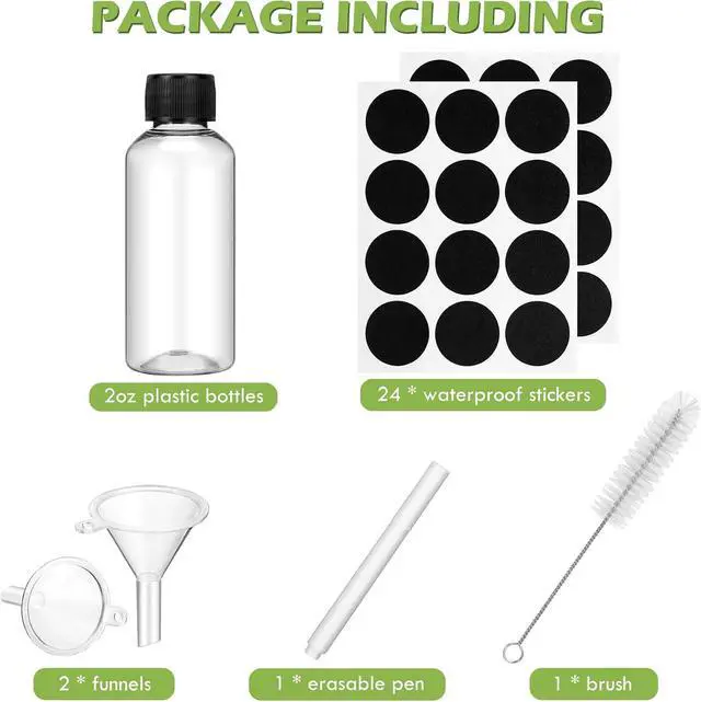 Alt view image 2 of 7 - 16 Pack 2 oz Shot Bottles with Caps, Mini Reusable Plastic Ginger Shots Bottle Leakproof Juice Shot Bottles with Lids for Juice, Oil and Liquid Samples, Small Containers for DIY, Travel