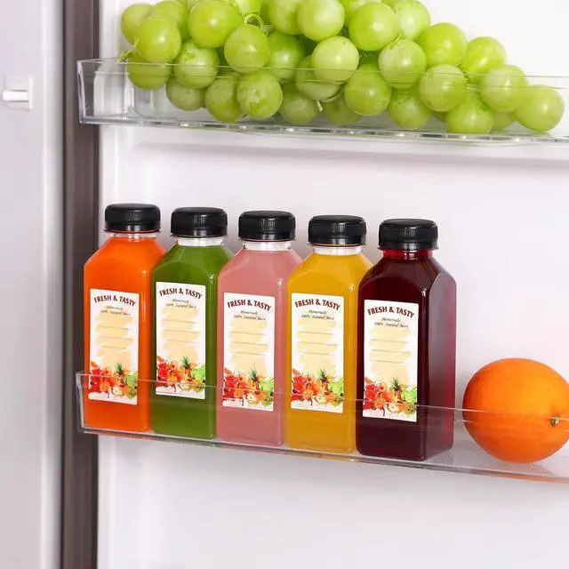 Alt view image 6 of 7 - BAKHUK 10pcs 12oz Empty Plastic Juice Bottles with Caps, Sticker Labels | Plastic Water Bottles with Lids, Reusable Clear Bulk Beverage Containers for Juice, Milk and Other Beverages
