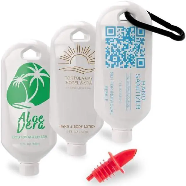 Alt view image 6 of 7 - Hidden Flask Set for Liquor - 3-Pack 4oz Lotion-Style Discreet Bottles with Easy Pour Spout & Carabiner - Leak-Proof, BPA-Free, Travel-Friendly - Great for Cruises, Resorts, Concerts, Music Festivals