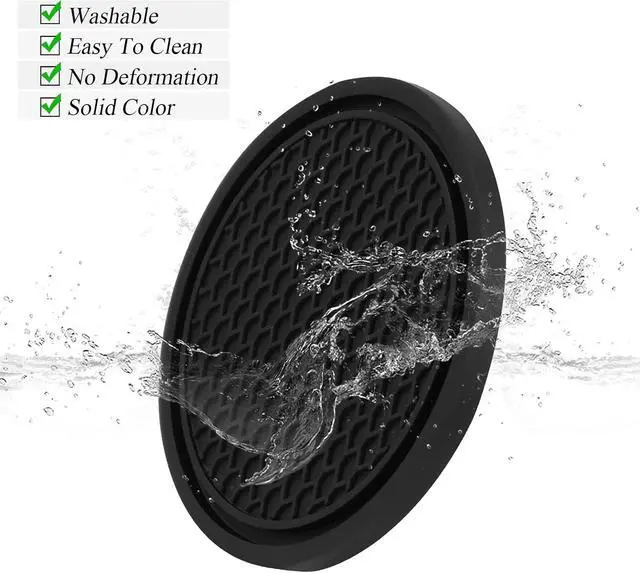 Alt view image 3 of 7 - 4 Pack Car Coasters, 2.75inch Universal Non-Slip Car Cup Holder Coaster for Car, PVC Cup Pad Mat Car Coasters for Cup Holders for Women (Black)
