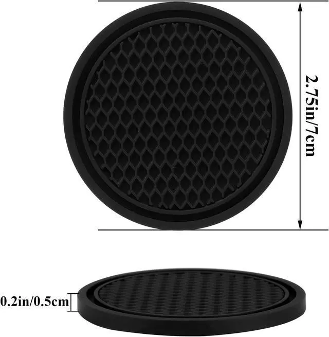 Alt view image 2 of 7 - 4 Pack Car Coasters, 2.75inch Universal Non-Slip Car Cup Holder Coaster for Car, PVC Cup Pad Mat Car Coasters for Cup Holders for Women (Black)