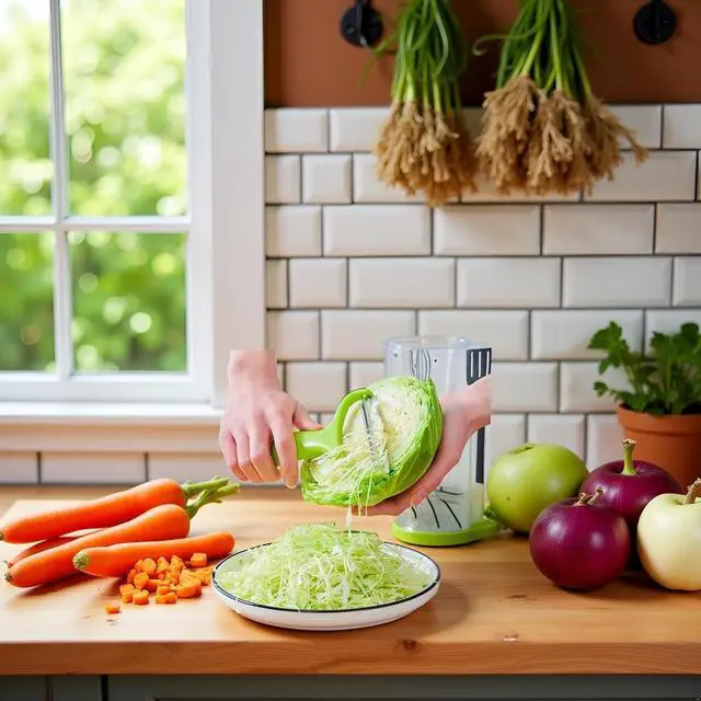 Alt view image 3 of 7 - Green Cabbage Shredder,Vegetable Cutter Cabbage Slicer,Stainless Steel Fruit Vegetable Potato Peeler Graters Kitchen Must Have for Home Restaurants Kitchen Utensils and Gadgets 18 * 12cm