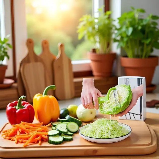 Alt view image 4 of 7 - Green Cabbage Shredder,Vegetable Cutter Cabbage Slicer,Stainless Steel Fruit Vegetable Potato Peeler Graters Kitchen Must Have for Home Restaurants Kitchen Utensils and Gadgets 18 * 12cm