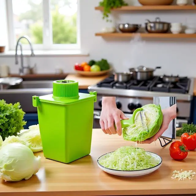 Alt view image 2 of 7 - Green Cabbage Shredder,Vegetable Cutter Cabbage Slicer,Stainless Steel Fruit Vegetable Potato Peeler Graters Kitchen Must Have for Home Restaurants Kitchen Utensils and Gadgets 18 * 12cm