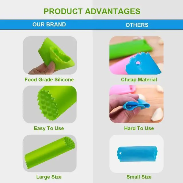 Alt view image 5 of 7 - Garlic Peeler Silicone Garlic Skin Remover Roller Garlic Tube Rollers Skin Remover, Garlic Roller Peeling Tube Tool for Useful Kitchen Tools (Blue)