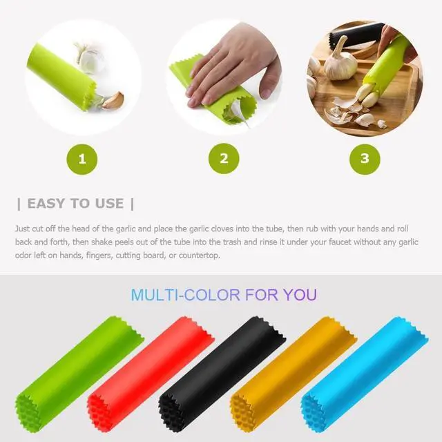 Alt view image 3 of 7 - Garlic Peeler Silicone Garlic Skin Remover Roller Garlic Tube Rollers Skin Remover, Garlic Roller Peeling Tube Tool for Useful Kitchen Tools (Green)