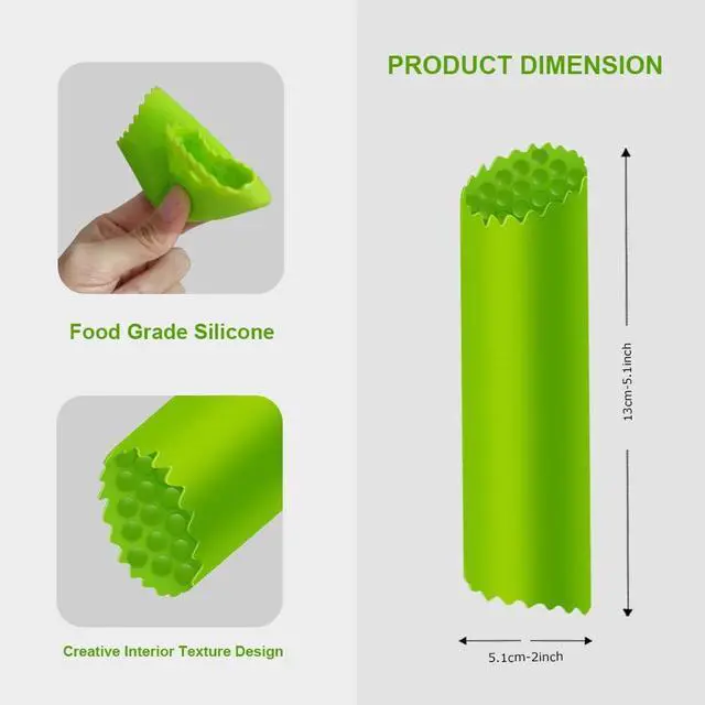 Alt view image 4 of 7 - Garlic Peeler Silicone Garlic Skin Remover Roller Garlic Tube Rollers Skin Remover, Garlic Roller Peeling Tube Tool for Useful Kitchen Tools (Green)