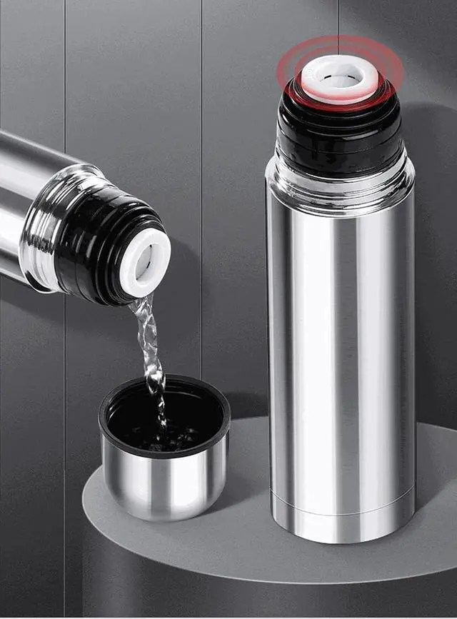 Alt view image 6 of 7 - Stainless Steel Insulated Thermal Bottle With Cup Double Walled Flask Vacuum Insulated Tumbler Water Bottle for Tea Hot And Cold Drinks Coffee Cup Sport Travel Mug (12 Ounces)