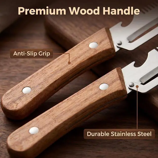 Alt view image 7 of 7 - 3-in-1 Multifunctional Vegetable Peeler with wooden grip, integrated grater and bottle opener. Practical kitchen tool for peeling, grating and opening bottles, perfect for fruits & vegetables. (1 PCS)