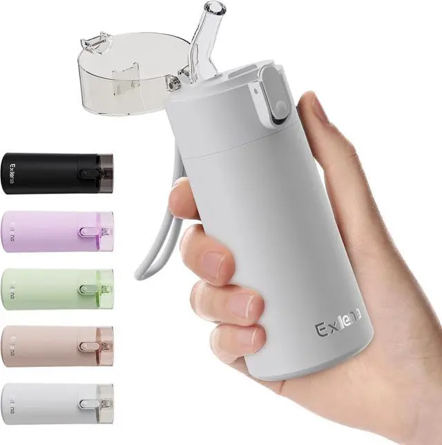 Main image of 5oz Small Water Bottles with Straw, Mini Water Bottle One-Hand Open Design, Leak-Proof Locking Lid for Hot&Cold Drinks, Small Travel Water Bottle - 100% Leakproof for School, Travel...(Light Grey)