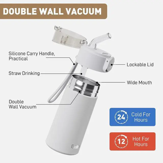 Alt view image 3 of 7 - 5oz Small Water Bottles with Straw, Mini Water Bottle One-Hand Open Design, Leak-Proof Locking Lid for Hot&Cold Drinks, Small Travel Water Bottle - 100% Leakproof for School, Travel...(Light Grey)