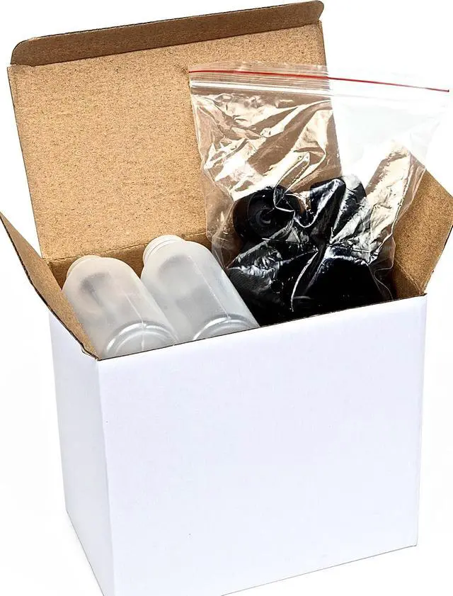 Alt view image 4 of 5 - Vivaplex Clear 2oz Plastic Squeeze Bottles with Black Flip Top Caps - 12 pk