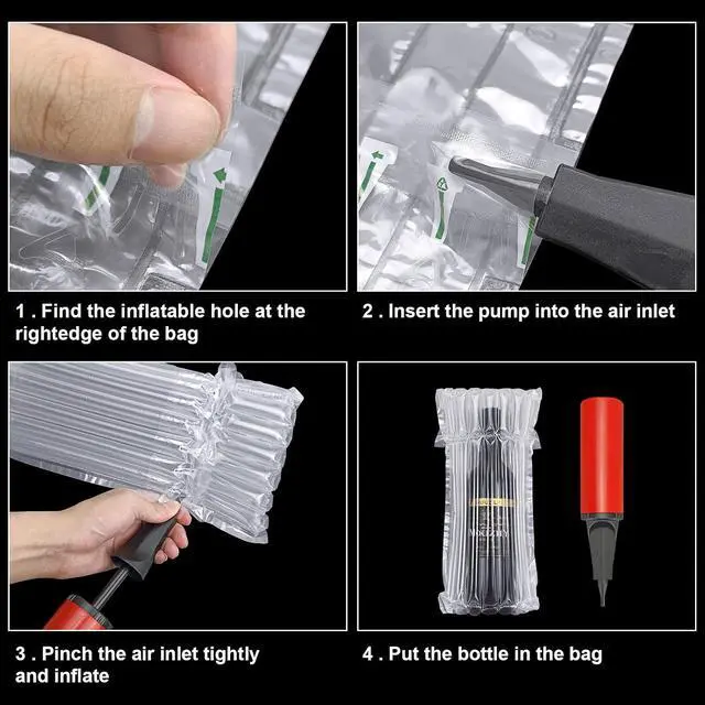 Alt view image 3 of 7 - 20 Pack Wine Bottle Travel Protector Bags with Pump, Reusable | Reusable Pump for Sealing,Protects Wine Bottles from Breakage During Air Travel,Fits Standard 750ml Bottles