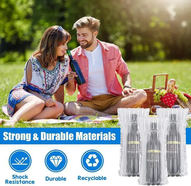 Alt view image 6 of 7 - 20 Pack Wine Bottle Travel Protector Bags with Pump, Reusable | Reusable Pump for Sealing,Protects Wine Bottles from Breakage During Air Travel,Fits Standard 750ml Bottles