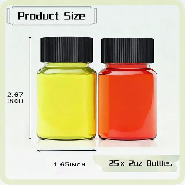 Alt view image 2 of 7 - YZXODN 25 Pack 2 oz Plastic Shot Bottles, Wide Mouth Containers with Caps for Ginger, Juice, Liquids, Samples, Reusable Small Empty Travel Bottles for Independence Day DIY, Weddings, Parties