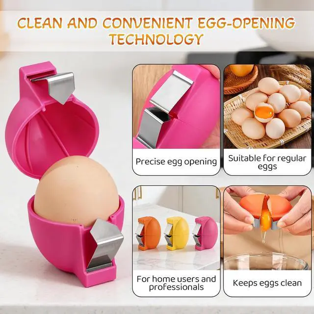 Alt view image 3 of 5 - 3 PCS 2026 New Egg Shell Opener, Stainless Steel Egg Cracker Tool, Hard Boiled Egg Peeler Tool for Cutting Eggs,Quickly Cutting Off Eggs Breaker Kitchen Gadgets