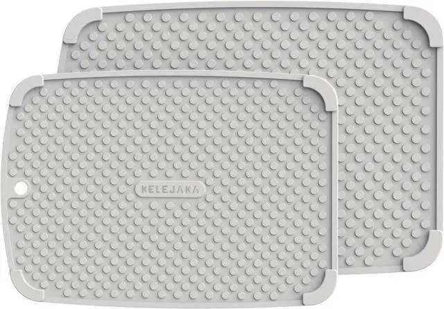 Main image of 2-Pack Silicone Multi-Use Mats (14" & 12") ¨C All-Purpose Hot Pad, Non-Slip Drying Mat, Counter Protector in Light Gray
