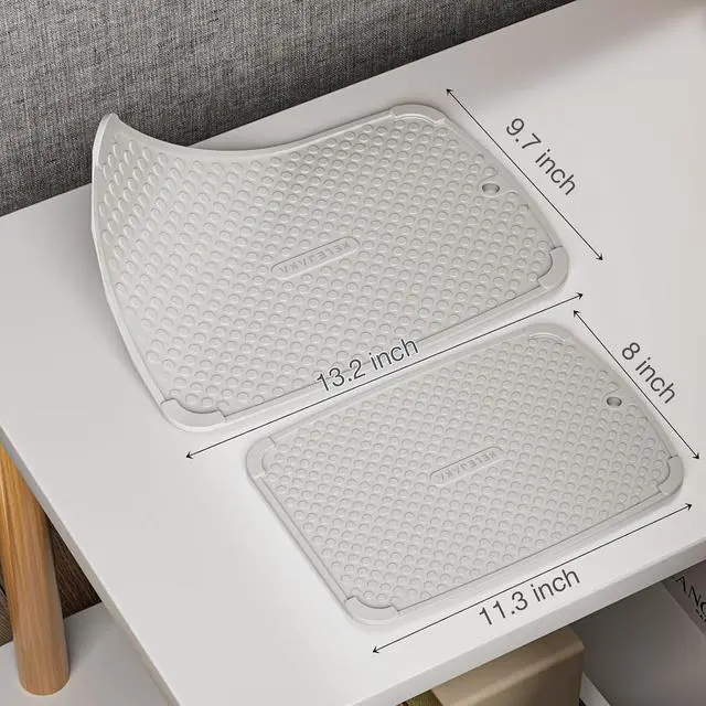 Alt view image 2 of 5 - 2-Pack Silicone Multi-Use Mats (14" & 12") ¨C All-Purpose Hot Pad, Non-Slip Drying Mat, Counter Protector in Light Gray
