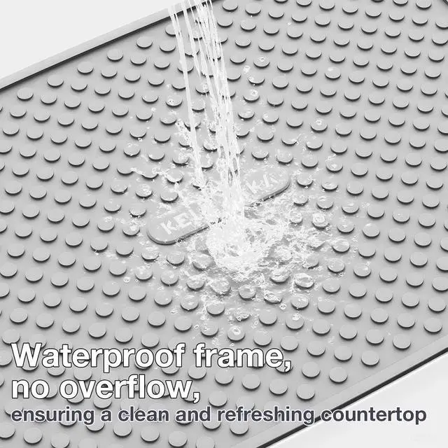 Alt view image 5 of 5 - 2-Pack Silicone Multi-Use Mats (14" & 12") ¨C All-Purpose Hot Pad, Non-Slip Drying Mat, Counter Protector in Light Gray