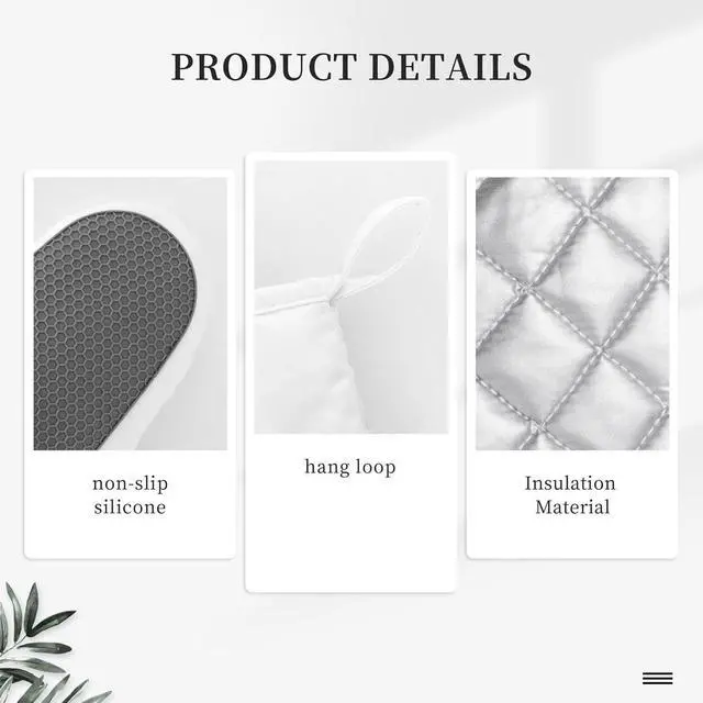 Alt view image 5 of 7 - Fall Silicone Oven Mitts Pan Mats Set of 2, Heat Resistant Gloves Potholder with Non-Slip Grips Hanging Loops Pot Holder, Spring Summer for Chef Cooking, Baking, Grilling, BBQ