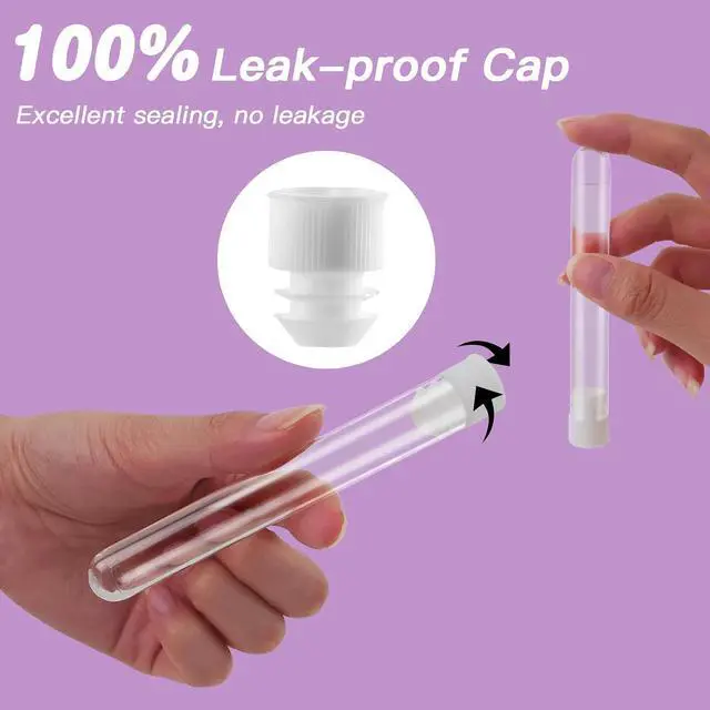 Alt view image 3 of 7 - 64 Pcs Tampon Flasks Set Includes 20 Reusable Plastic Flasks, 40 Self Adhesive Wrappers, 2 Funnels, Clear Storage Bag, Clean Brush, Tube Flasks for Cruise Event, Concert, Outdoor Sports (Purple)