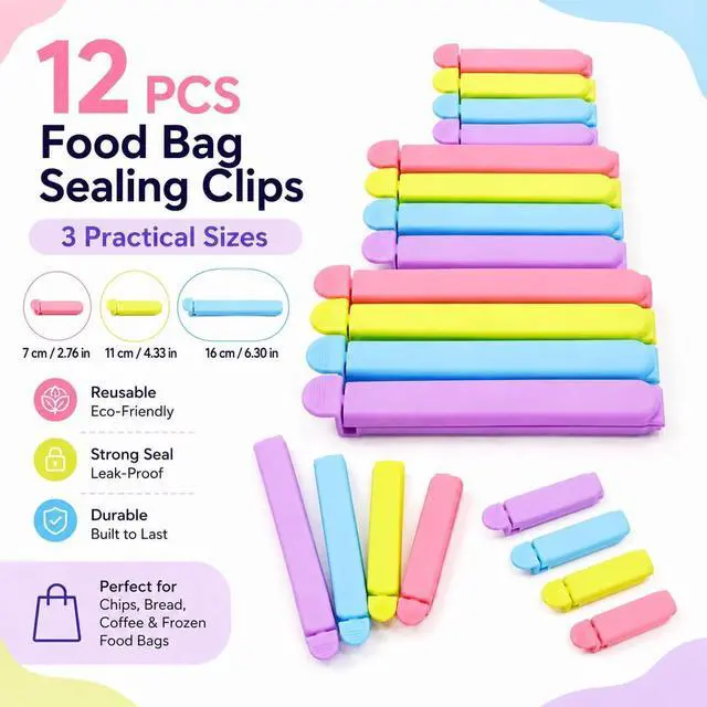 Alt view image 2 of 7 - Tmflove 12 PCS Sealing Clips for Food and Snack Bag(2.75 in, 4.33 in, 6.29 in)