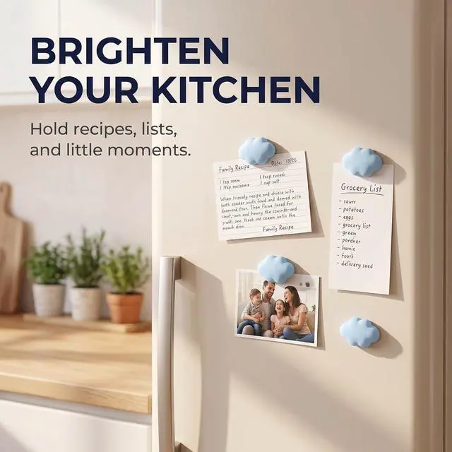 Alt view image 6 of 7 - 4Pcs Set Blue Fridge Magnet Cartoon Cute Cloud Shape Fridge Magnets Office Cloud Shape Whiteboard Magnets Resin Refrigerator Magnets Home Decoration Refrigerator Magnets