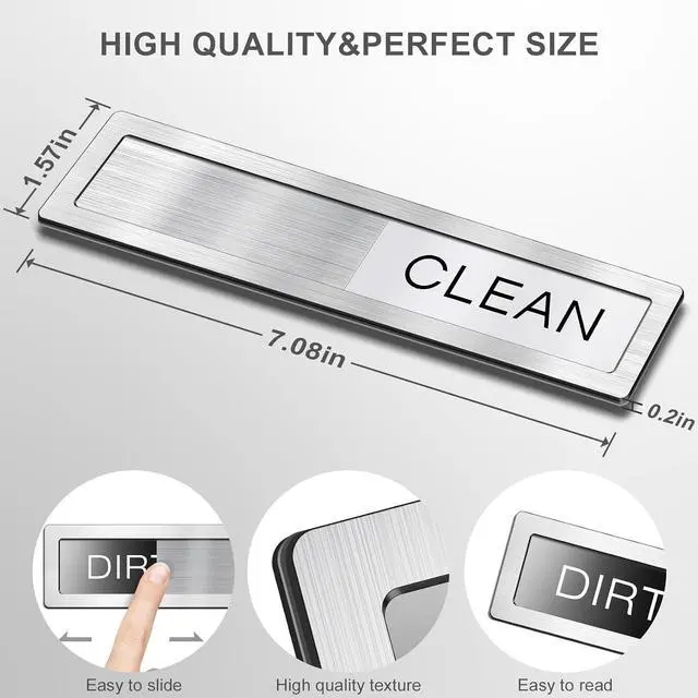 Alt view image 2 of 7 - Dishwasher Clean Dirty Sign, Clean Dirty Magnet for Dishwasher - Strong Holding, Non-Scratch, Easy to Read & Slide 7.08 x 1.57