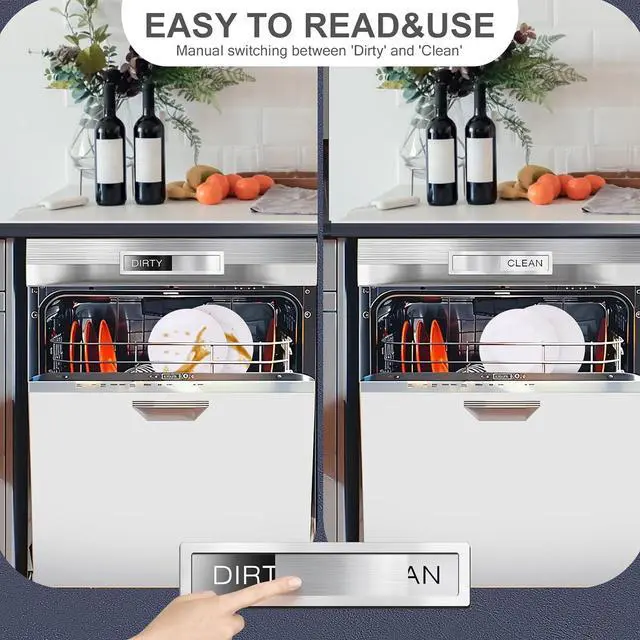 Alt view image 5 of 7 - Dishwasher Clean Dirty Sign, Clean Dirty Magnet for Dishwasher - Strong Holding, Non-Scratch, Easy to Read & Slide 7.08 x 1.57