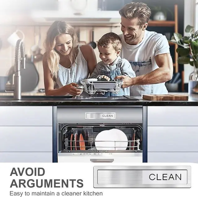 Alt view image 6 of 7 - Dishwasher Clean Dirty Sign, Clean Dirty Magnet for Dishwasher - Strong Holding, Non-Scratch, Easy to Read & Slide 7.08 x 1.57