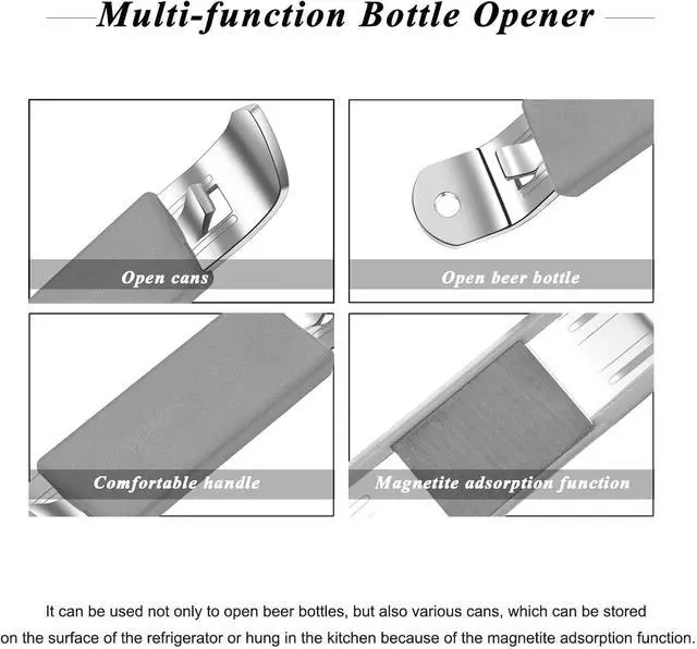 Alt view image 2 of 6 - 3 Pieces Magnetic Bottle Openers Can Opener Classic Beer Opener Stainless Steel Small Bottle Opener Can Tapper with Magnet for Camping and Traveling HANCELANT