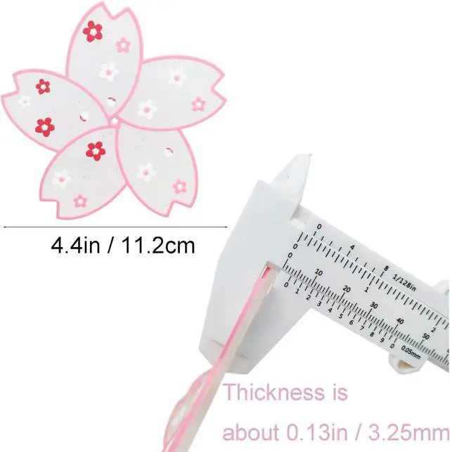 Alt view image 3 of 6 - 2 PCS Drink Coasters, Cute Coaster for Desk, Heat Resistant Anti-Slip PVC Cup Mat Sakura Cherry Blossom Decor (2 Pink)