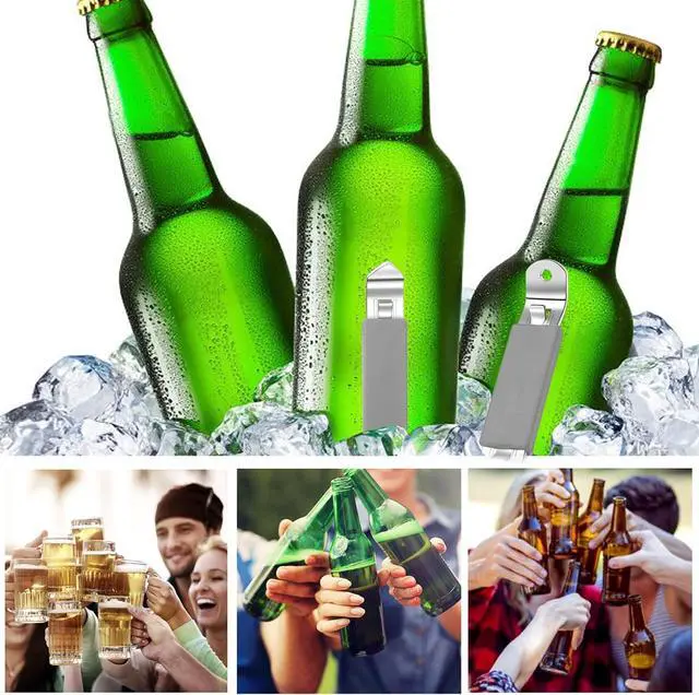 Alt view image 6 of 6 - 3 Pieces Magnetic Bottle Openers Can Opener Classic Beer Opener Stainless Steel Small Bottle Opener Can Tapper with Magnet for Camping and Traveling HANCELANT
