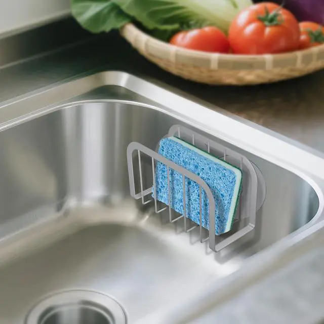Alt view image 3 of 5 - Sponge Holder for Kitchen Sink,Kitchen Sink Caddy with Sponge Holder-Silver