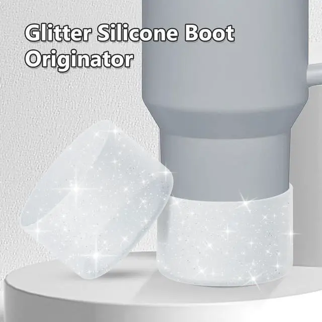 Alt view image 6 of 7 - WUQID 2 Pack Bling Silicone Boot Compatible with Stanley Quencher Adventure 40oz & Stanley IceFlow 20oz 30oz, Reduces Dents Protective Silicone Water Bottle Bottom Cover Sleeve